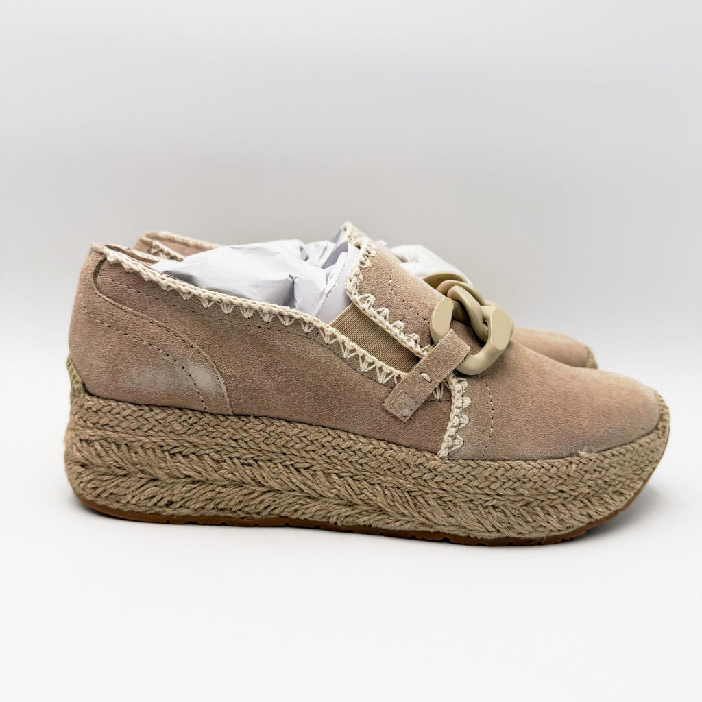 Dolce Vita Womens Jhenee Platform Espadrille Loafers Size 8.5 Beige Suede NIB