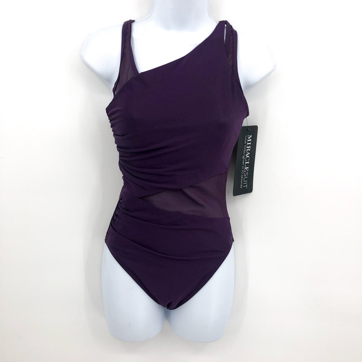 MIRACLESUIT Azura One Piece Swimsuit Size 6 Purple Sangria Illusionists NWT