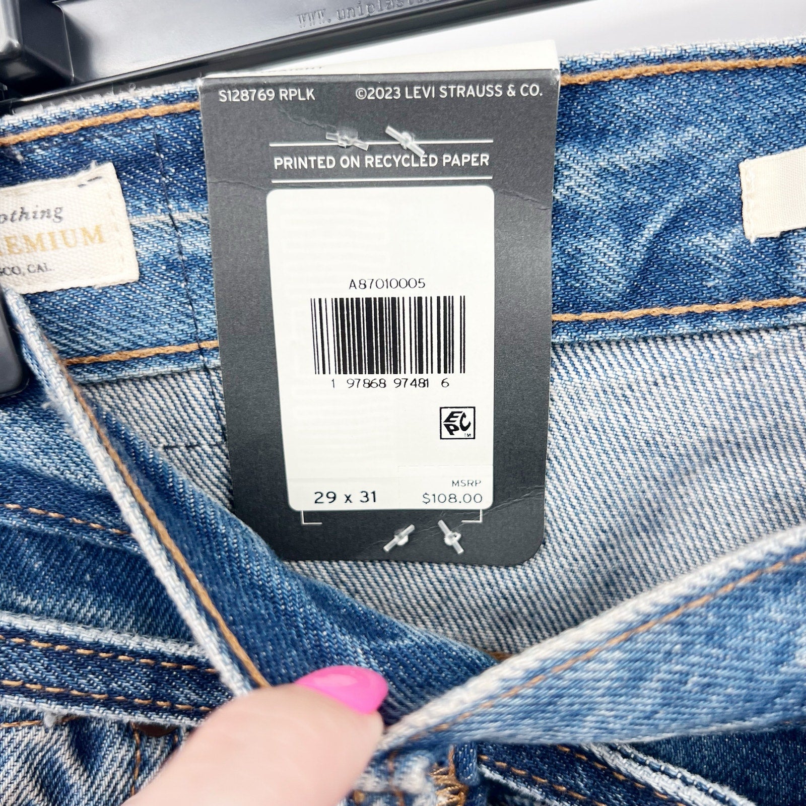 LEVI'S Womens XL Straight Jeans 29x31 US 8 Medium Blue Tie Waist A8701-0005 NWT