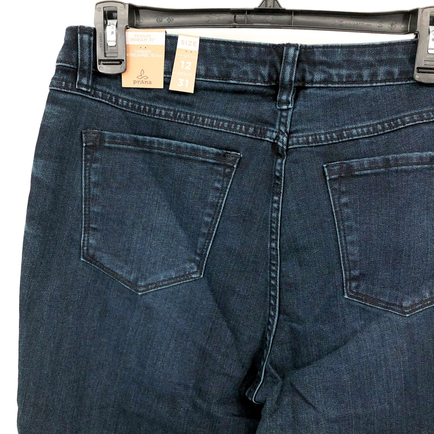 PRANA Women's Sienna Jeans 31 US 12 Deep Blue Stretch Denim Mid Rise Skinny NWT