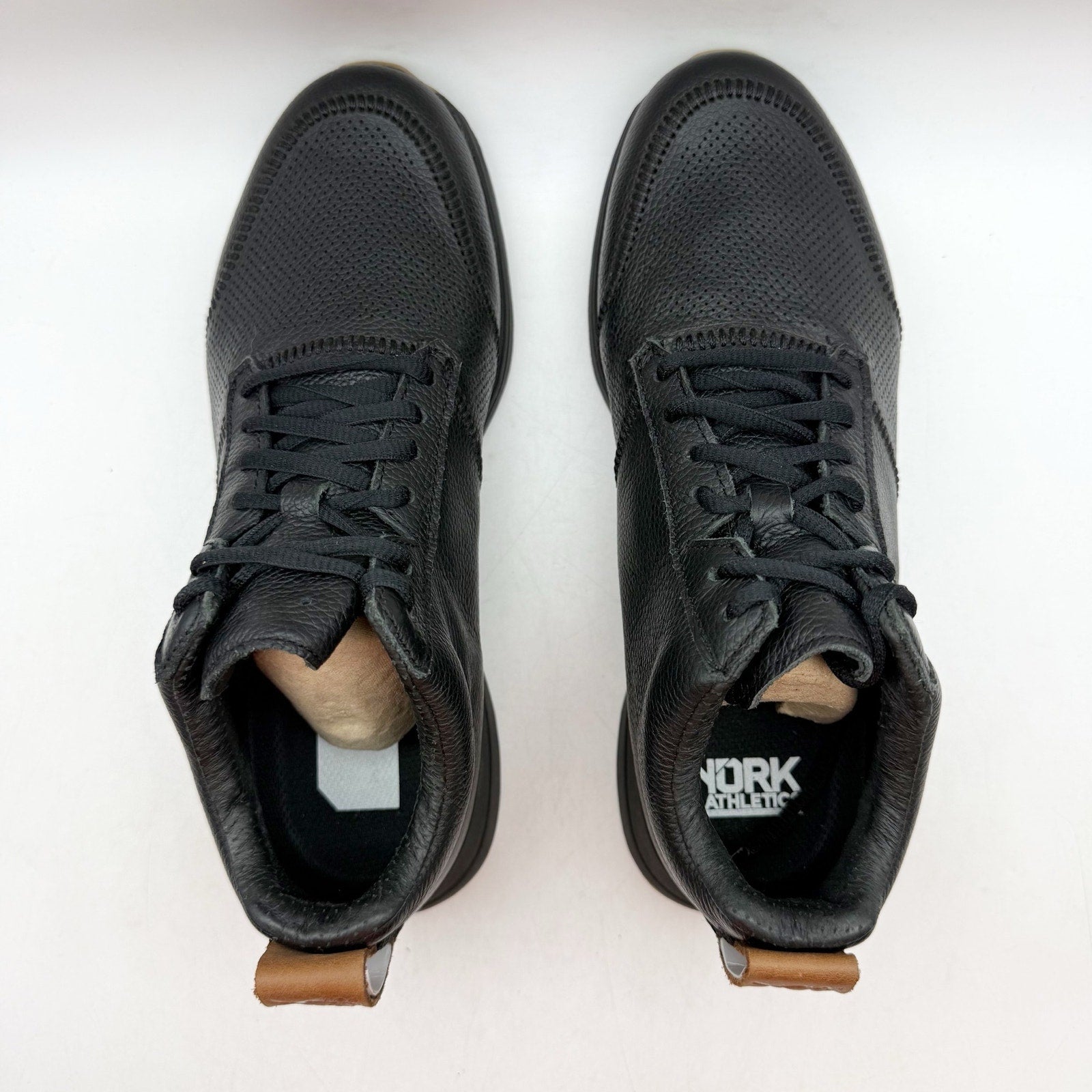 YORK Athletics Womens The Henry Mid Trainer Sneakers US 8 Black Leather NIB