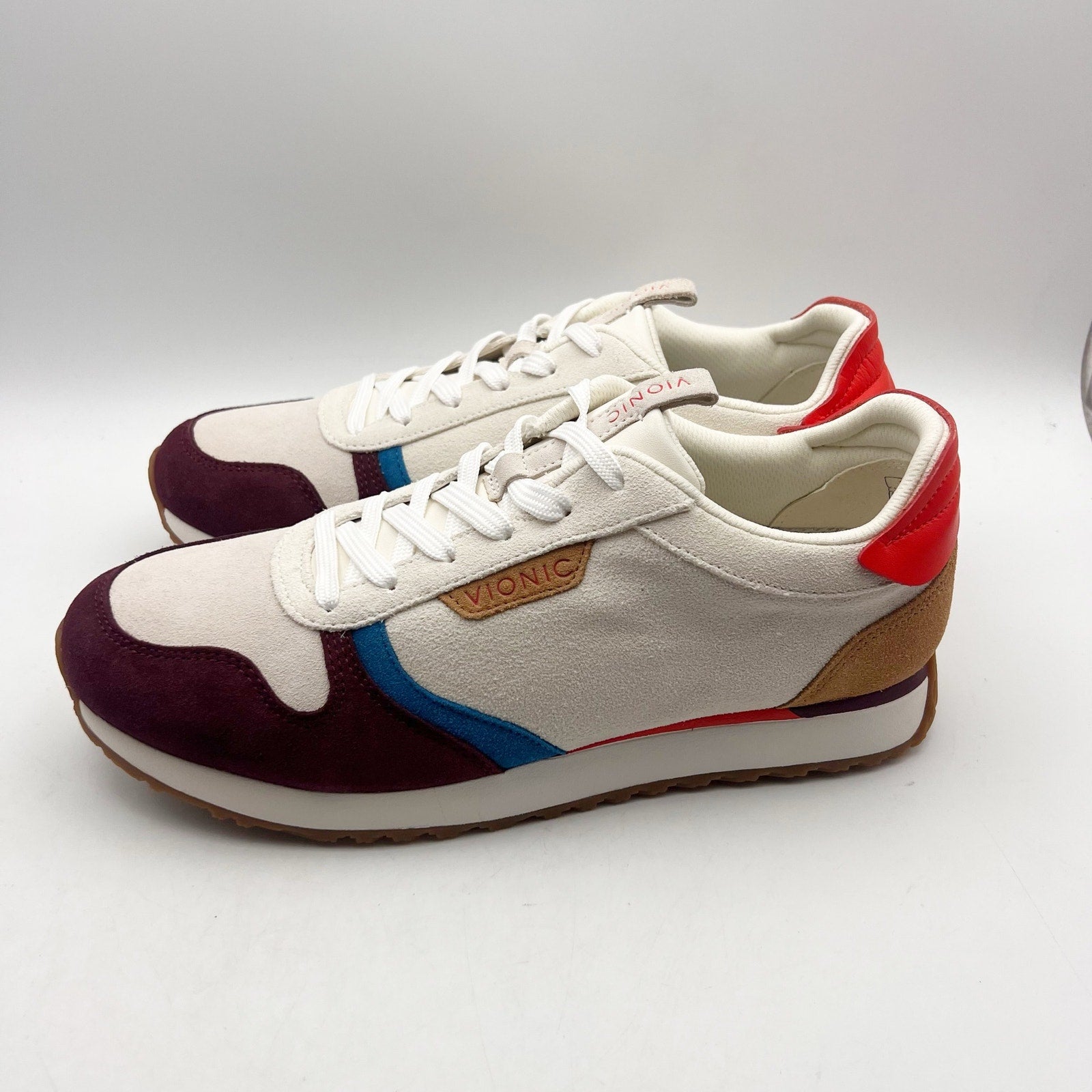 Vionic Womens Monarch Casual Sneakers Size 10 EU 41 Off White Multi Suede NIB