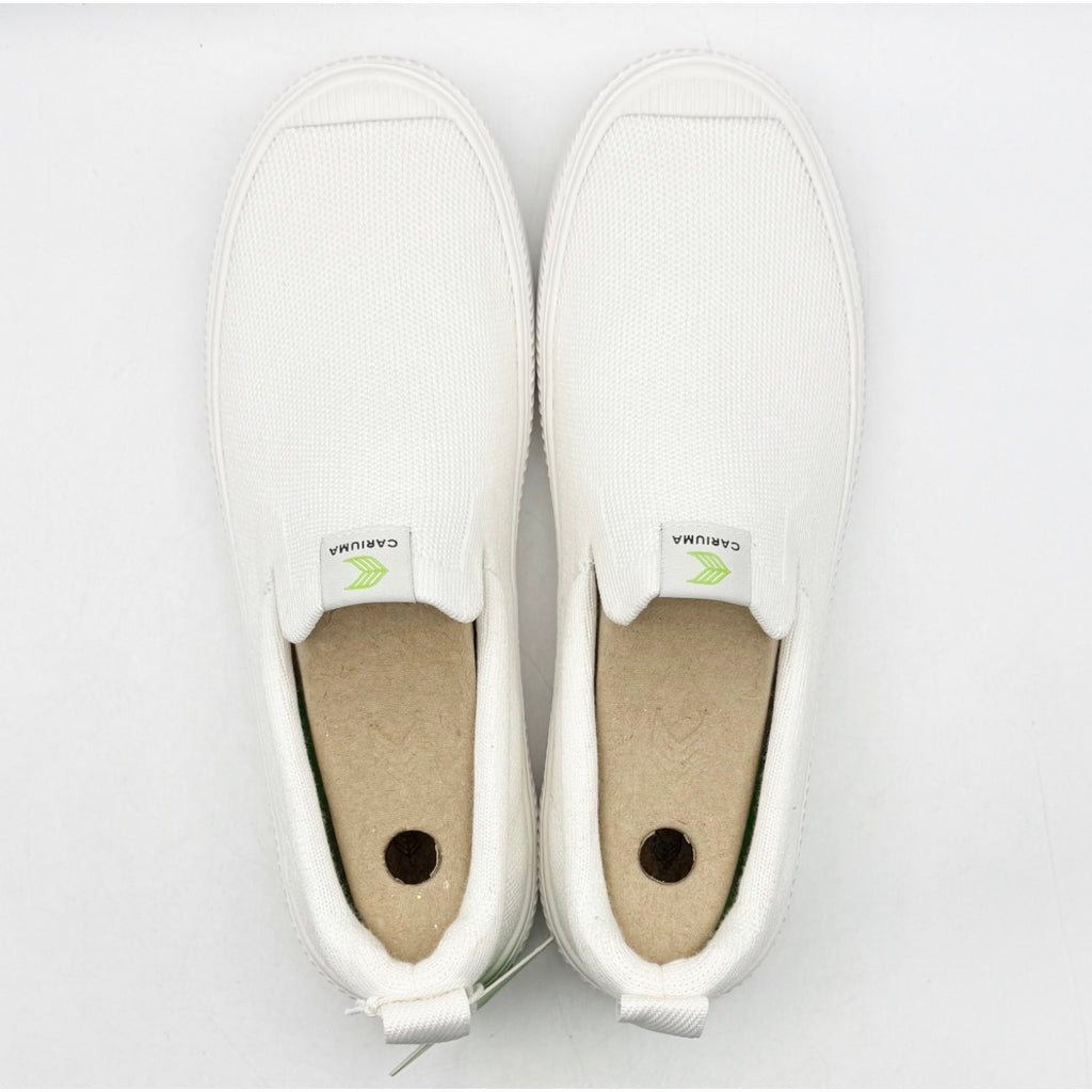 Cariuma IBI Slip On Sneakers Womens 8.5 Mens 7 All White Knit Bamboo NIB