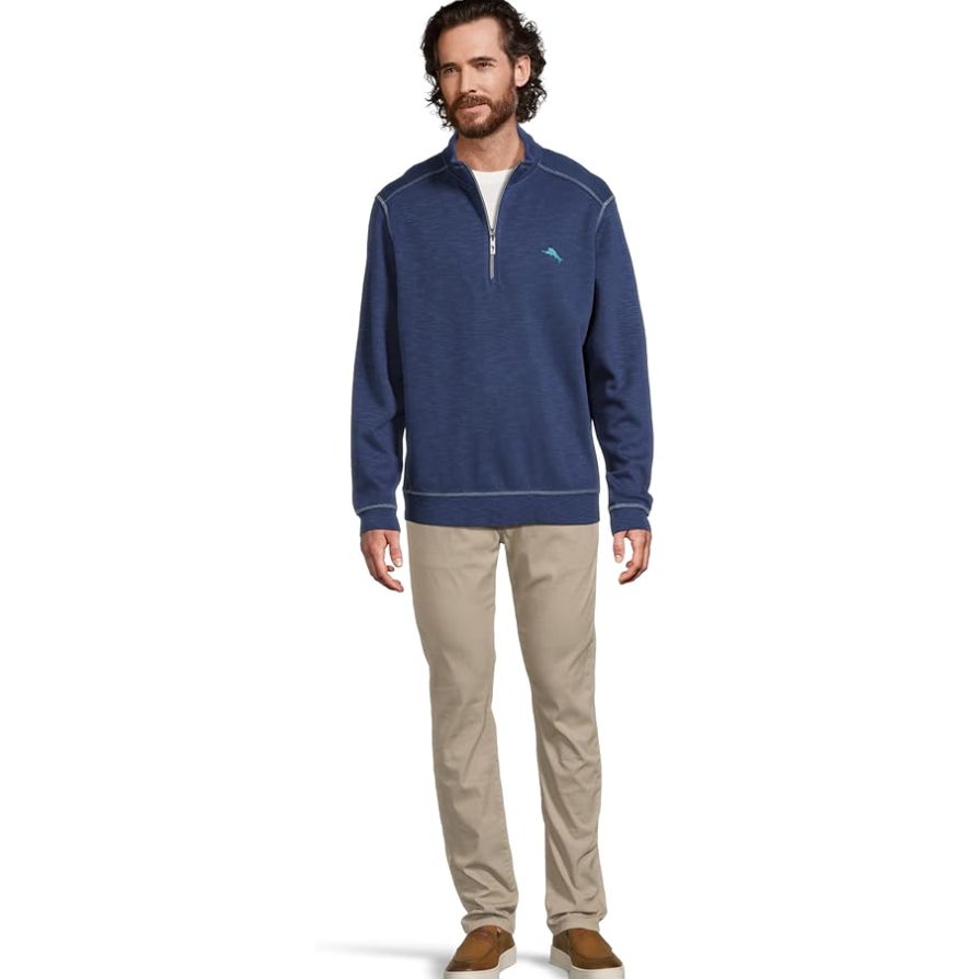 TOMMY BAHAMA Men's Tobago Bay Half Zip Sweatshirt XL Island Navy Blue NWT