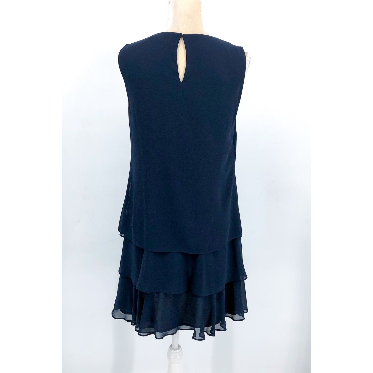 LAUREN RALPH LAUREN Womens Shift Dress Size 6 Navy Blue Crinkle Georgette NWT