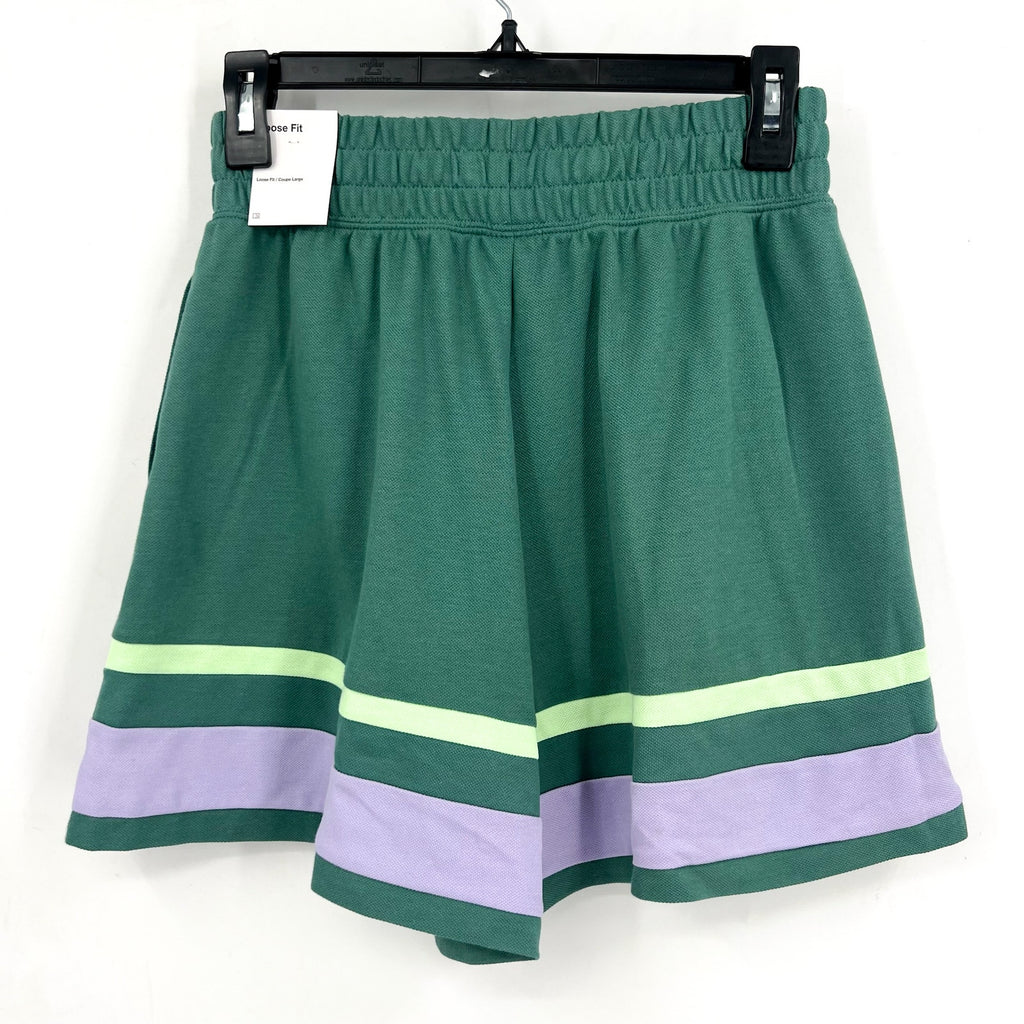 Nike Girls School Athletic Shorts Large Green Bicoastal Stripe Loose Fit NWT