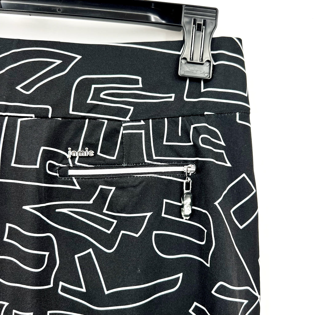JAMIE SADOCK Women's 16" Hieroglyphics Skort Large Jet Black Print SPF NWT