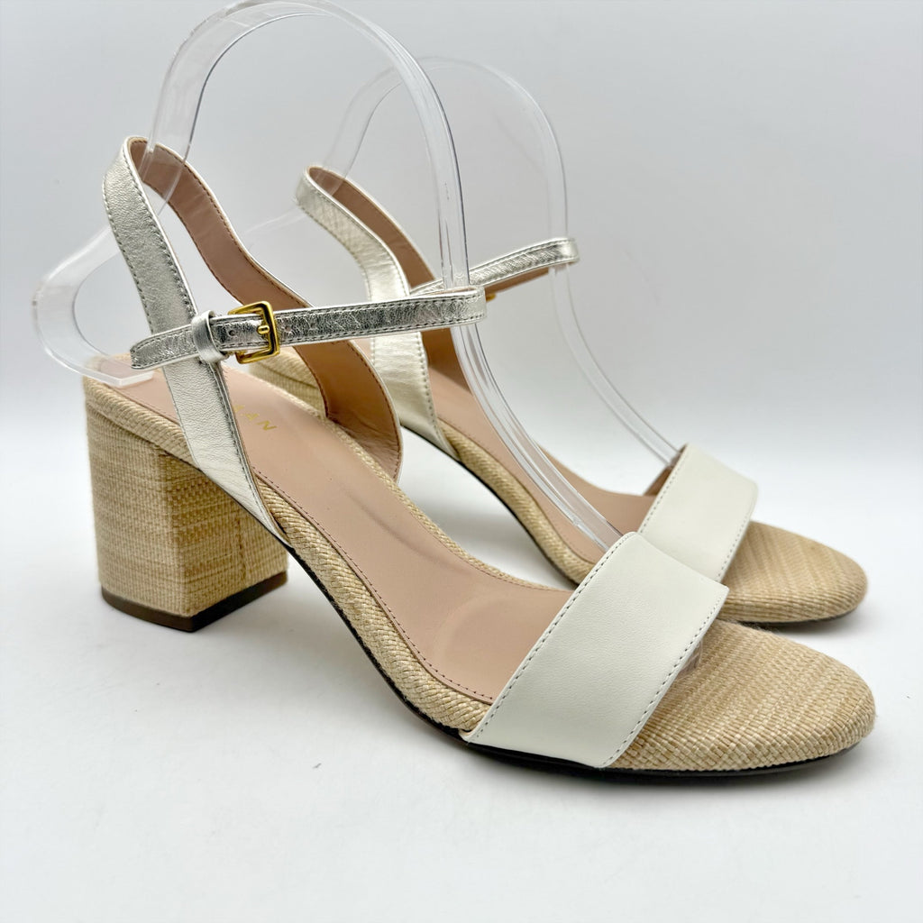 Cole Haan Womens Josie Heeled Sandals US 8.5 B Taupe Cream Suede NWOB