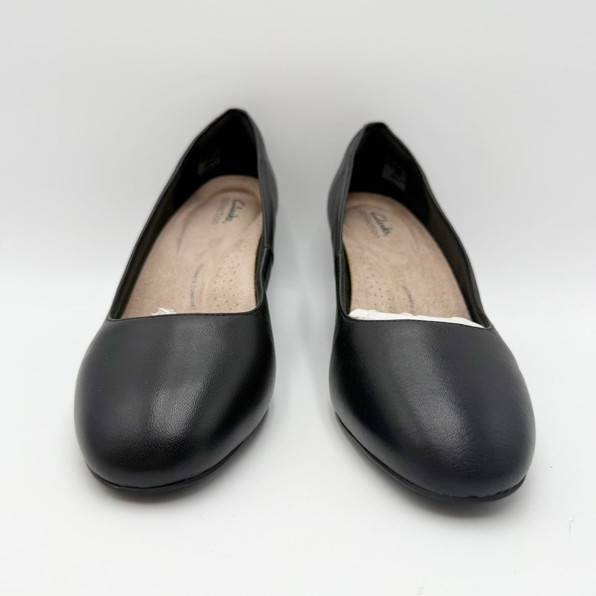Clarks Womens Olivette Pearl Wedge Pump Size 10 Wide Black Leather NWOB
