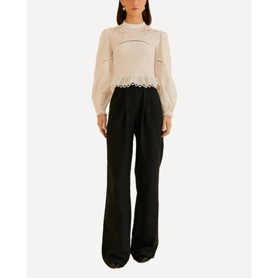 FARM RIO Women's Wide Leg Linen Pants Small Black Low Waist NWT