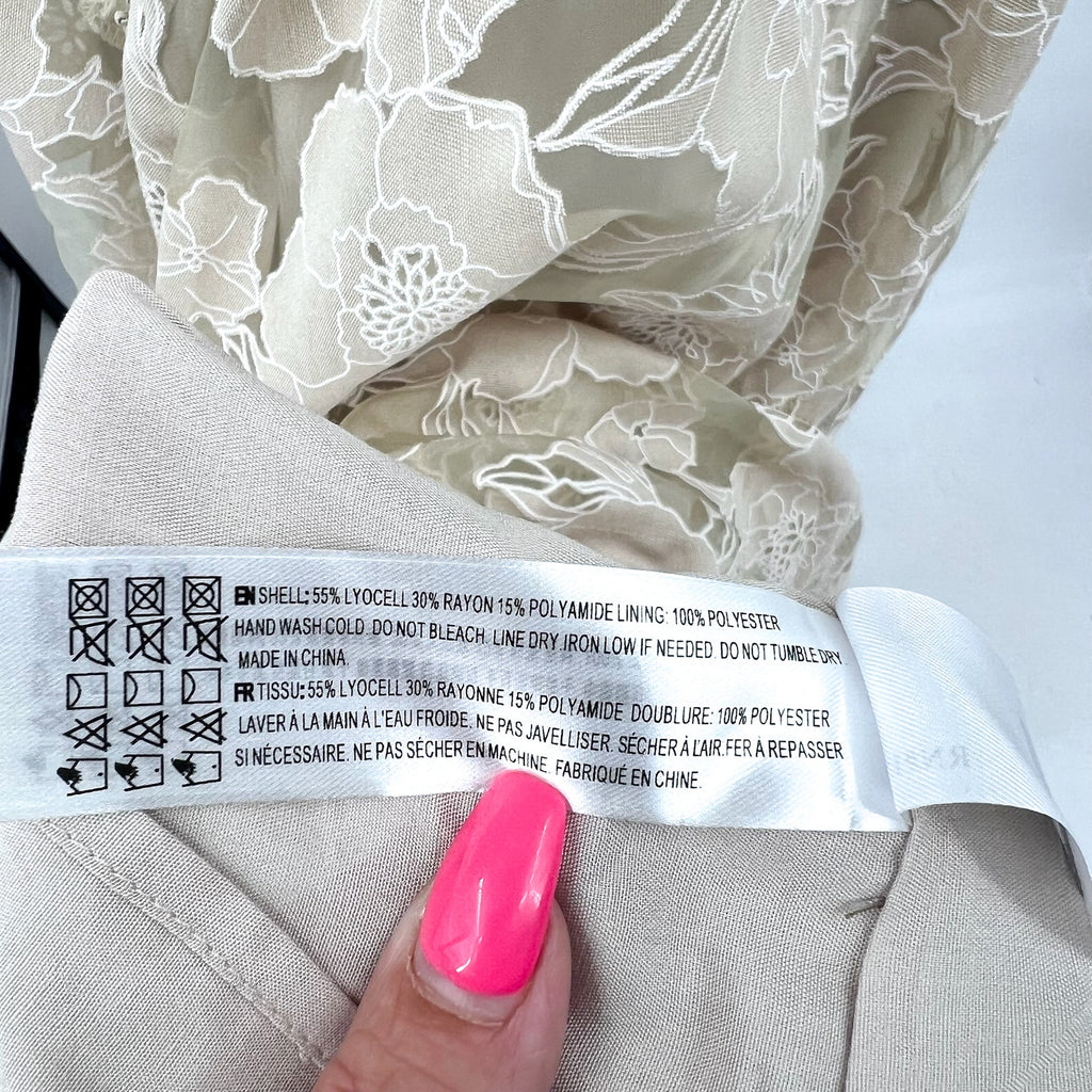 EN SAISON Women's Jenna Midi Dress Small Natural Beige Organza Floral NWOT