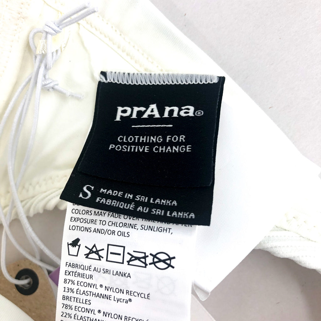 PRANA Women's Lexie Bikini Top Small White Horchata Ottoman Halter NWT