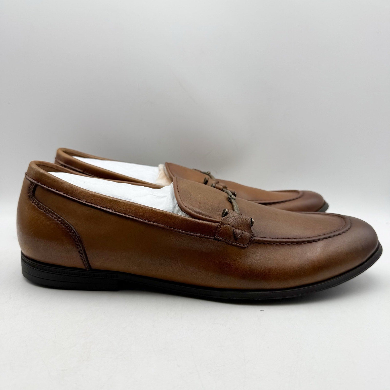 Vince Camuto Mens Immon Loafers Size 12 Brown Leather Metal Bit NWOB