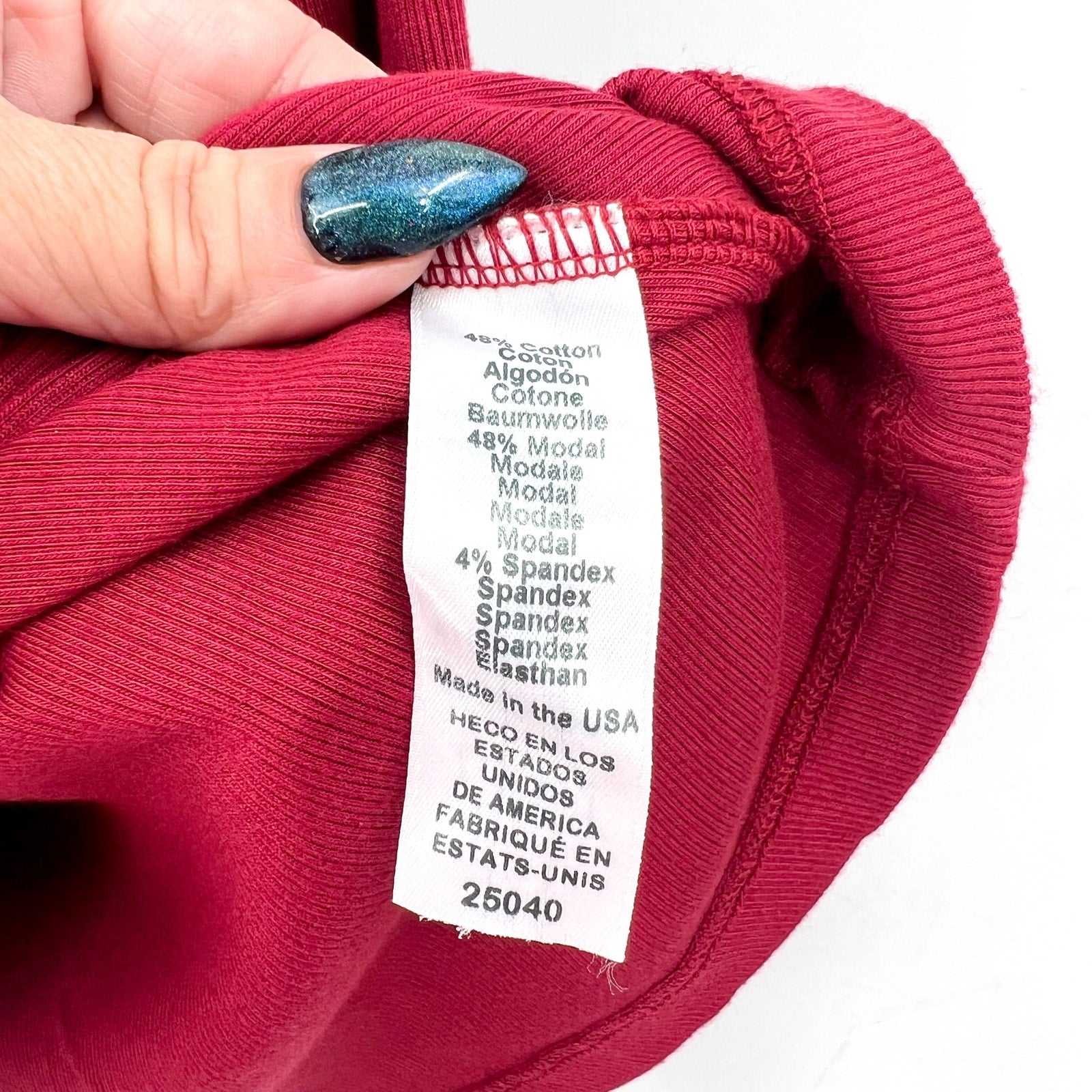 MICHAEL STARS Womens Shelby Ruched Shoulder 3/4 Sleeve Tee Small Carmine Red NWT