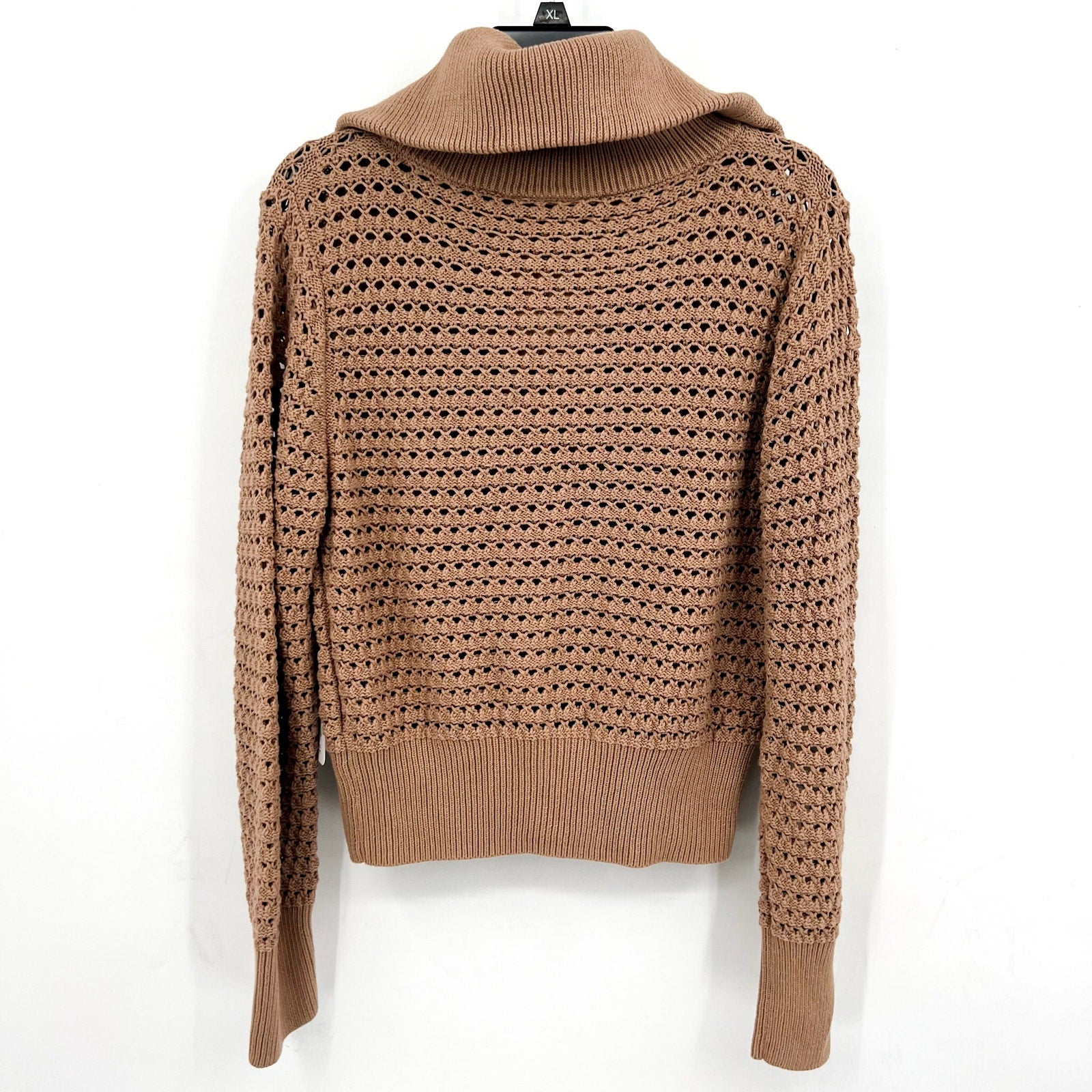 VARLEY Women's Eloise Full Zip Knit Jacket Small Tan Warm Taupe Pointelle NWT