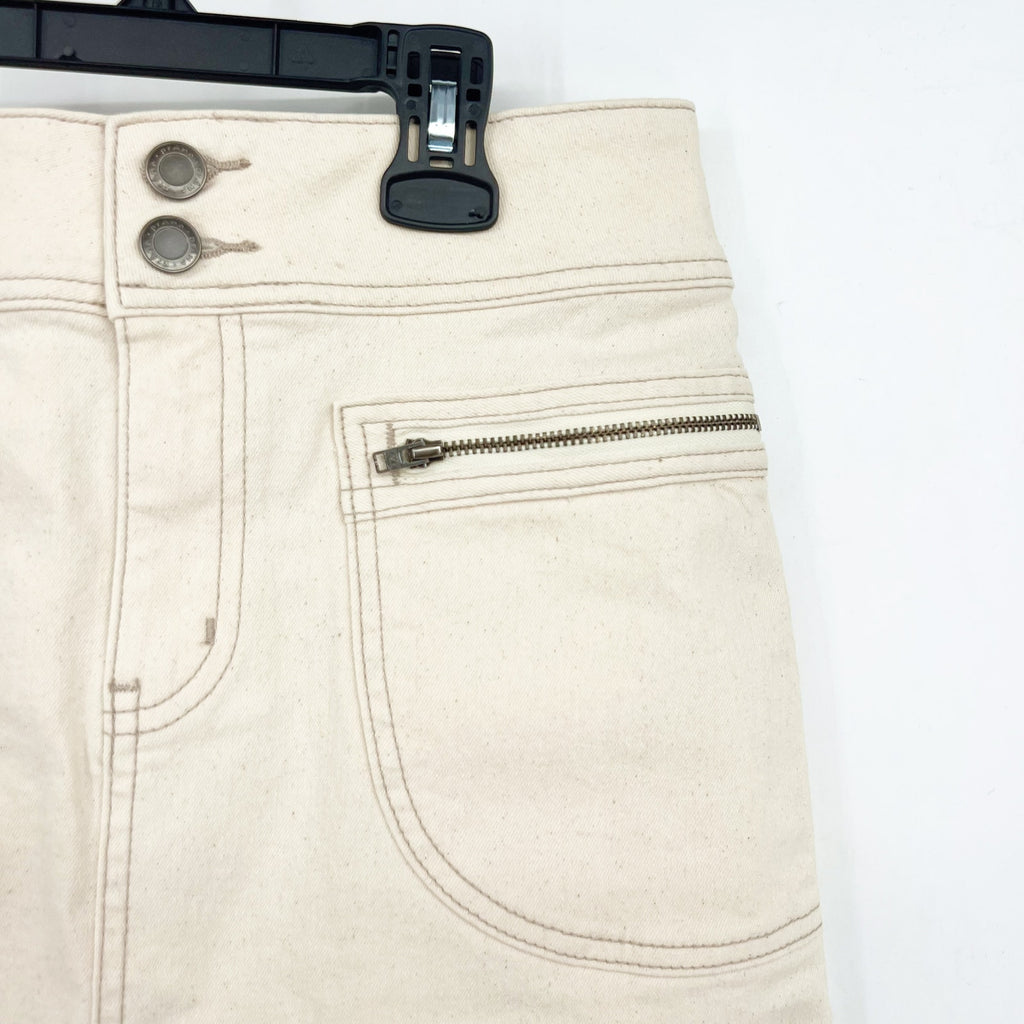 PRANA Womens Broadway Denim Skirt Size 0 Natural Cream Knee Length Stretch NWT