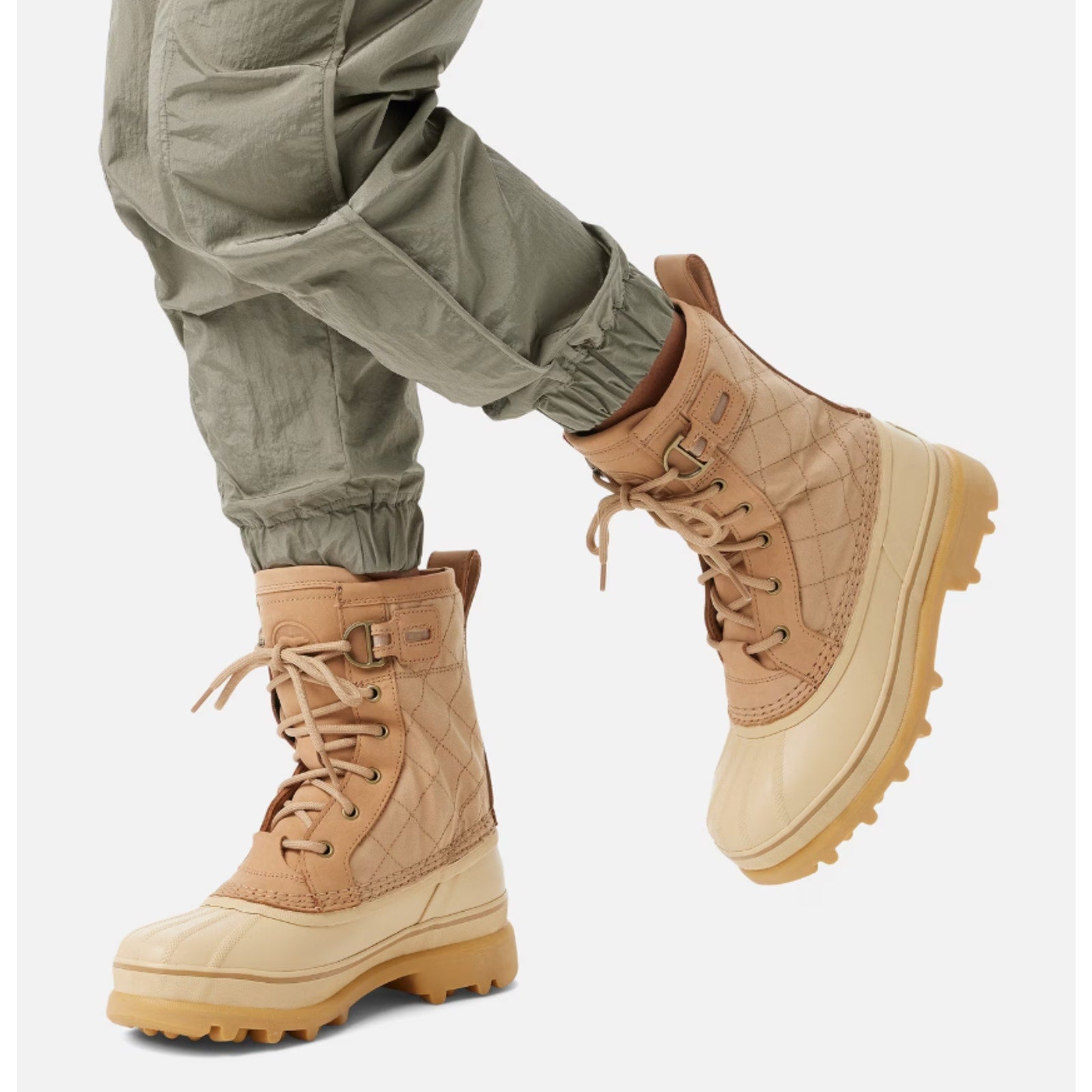 Sorel Womens Caribou Royal Winter Boots US 8.5 Tan Beige Canvas Waterproof NIB
