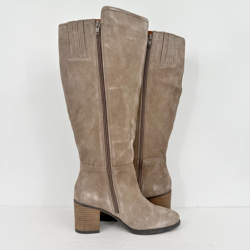 Lucky Brand Womens Bonnay Knee High Boot US 8 Wide EU 39 XW CALF Brown Suede NIB
