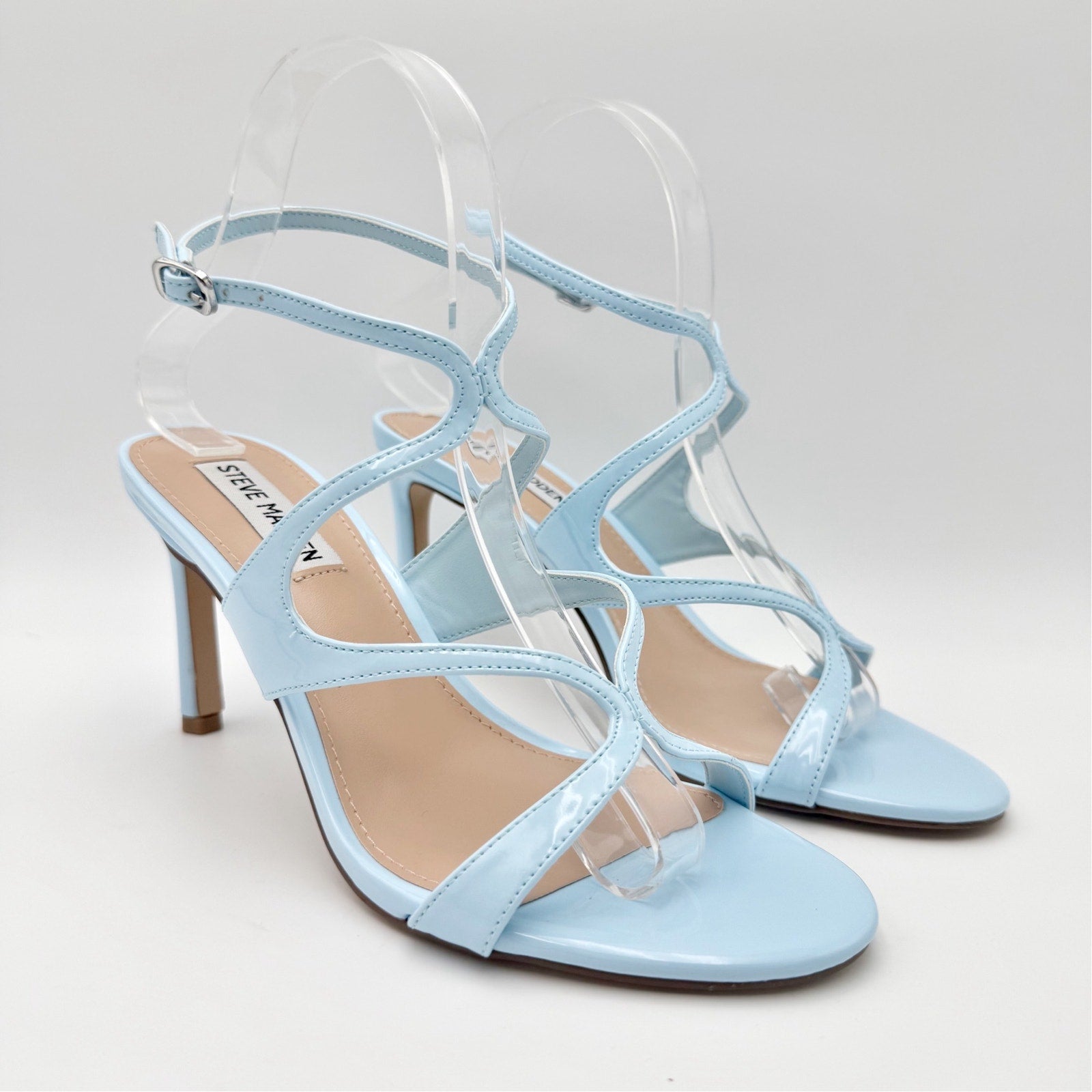 Steve Madden Womens Gracia Heel Sandals Size 7 M Blue Vegan Leather NIB