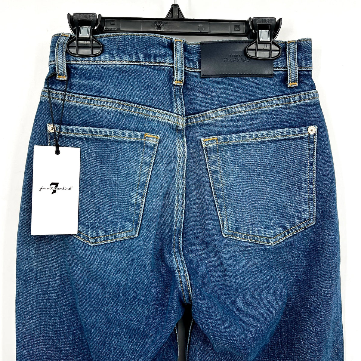 7 FOR ALL MANKIND Womens Logan Stovepipe Cuffed Jeans Size 24 US 0 Blue NWT