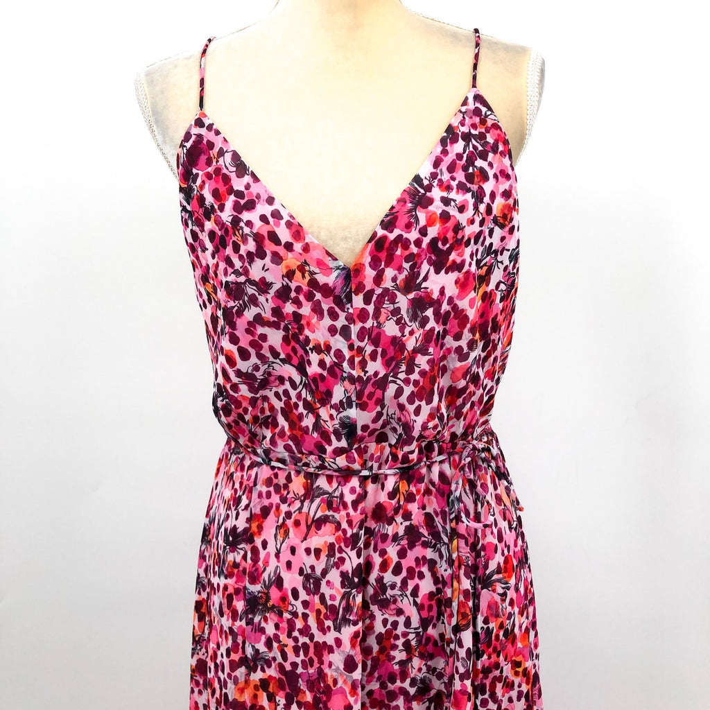 REISS Women's Pippa Floral Printed Midi Dress Size 12 Pink Sleeveless NWT