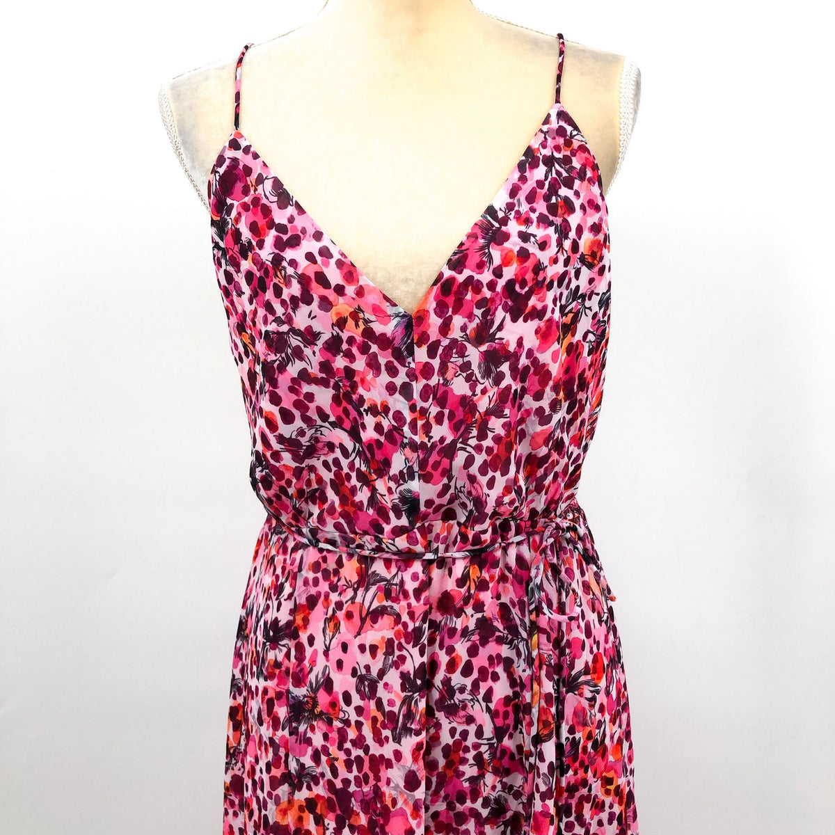 REISS Women's Pippa Floral Printed Midi Dress Size 12 Pink Sleeveless NWT