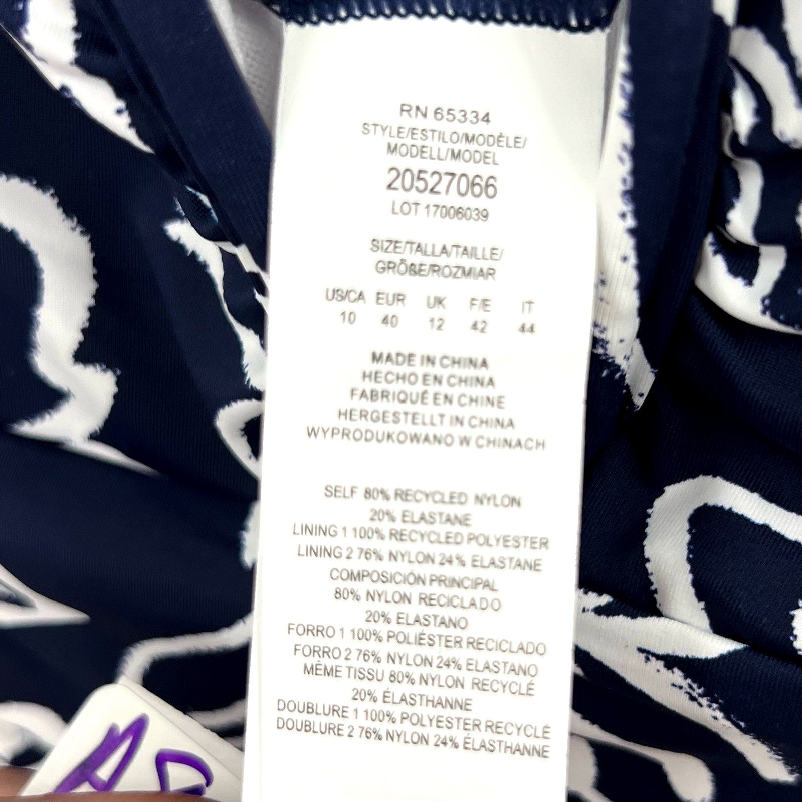 LAUREN RALPH LAUREN Allora Underwire OTS One Piece Sz 10 Blue White Floral NWOT