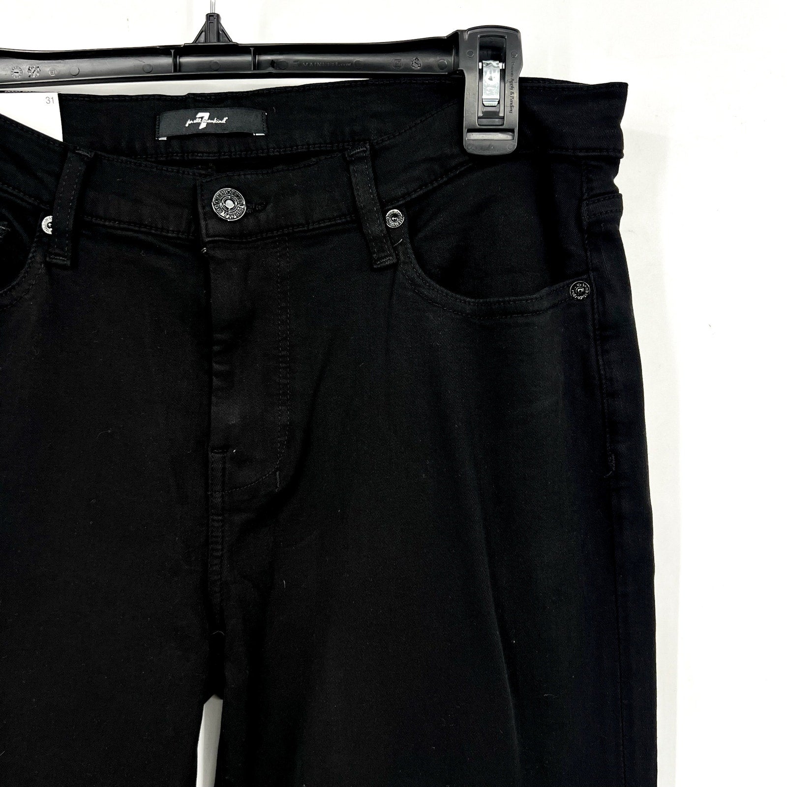 7 FOR ALL MANKIND Tailoress Dojo Flare Jeans Size 31 US 12 Black Illusion NWT