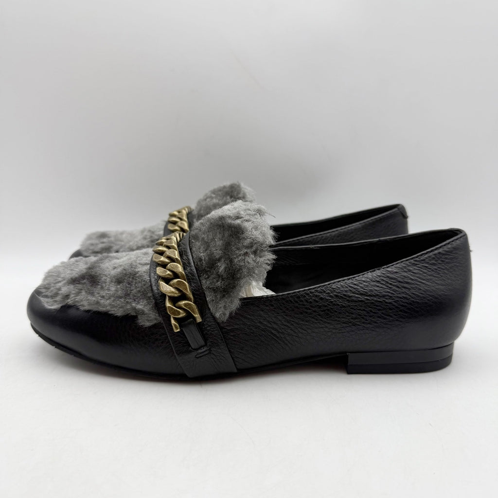 Kenneth Cole Womens Wilda Loafer US 6 M Black Grey Faux Fur NIB