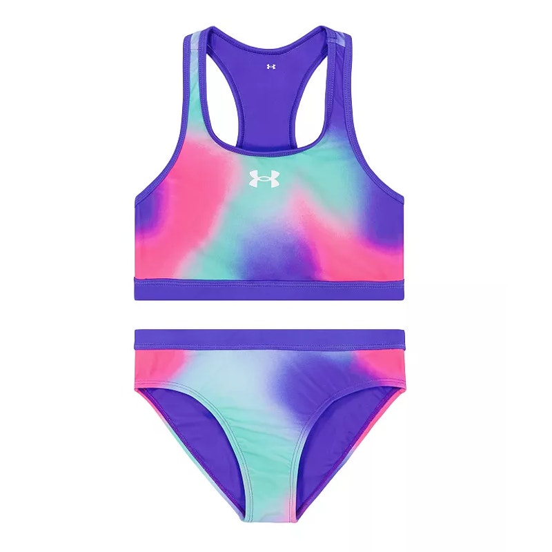 UNDER ARMOUR Girl's Polka Party Blur Racer BIKINI Size 16 Purple Pink NWT