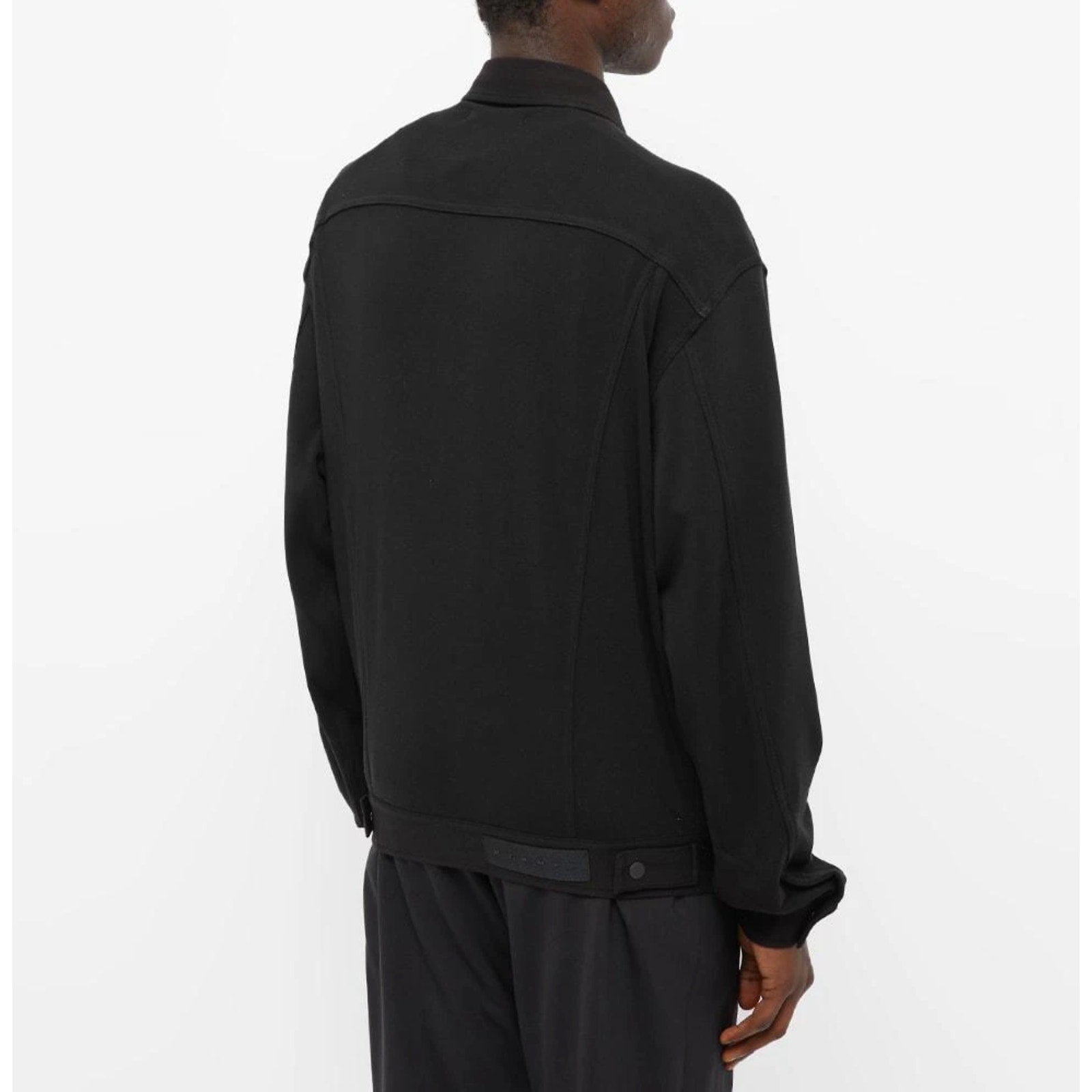 STAMPD Mens Fleece Trucker Jacket Medium Black Button Up Collared Pockets NWT