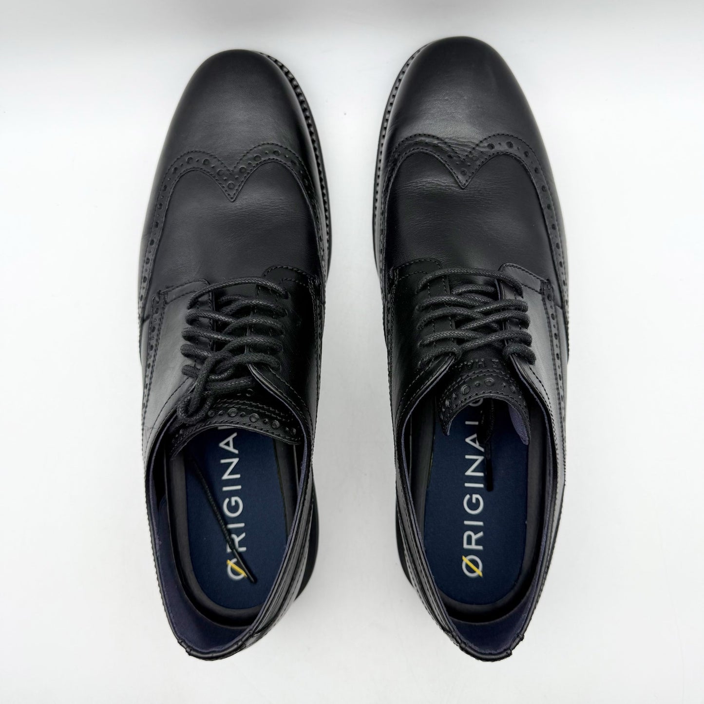 Cole Haan Mens Original Grand Wing Tip Oxford Shoes US 11 M Black Leather NWOB