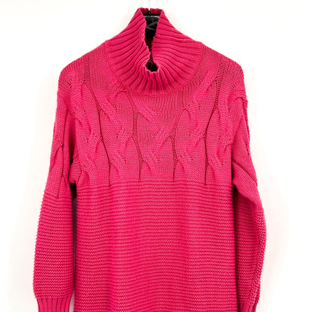 STITCHDROP Women's Turtleneck Sweater Mini Dress Medium Pink Magenta NWT
