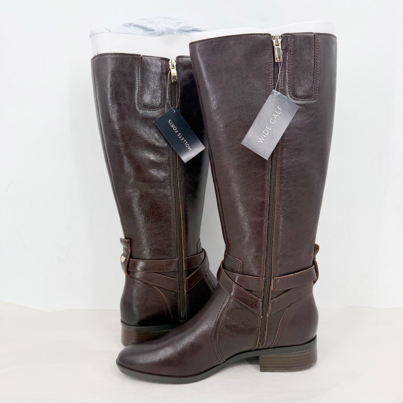 Naturalizer Womens Rena Knee High Boot 10 Wide Wide Calf Brown Leather NIB