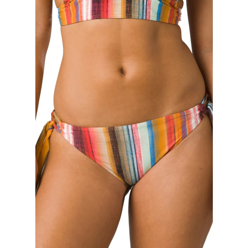 PRANA Women's Atalia Bikini Bottom XS Gold Baja Stripe Side Tie Swim NWT