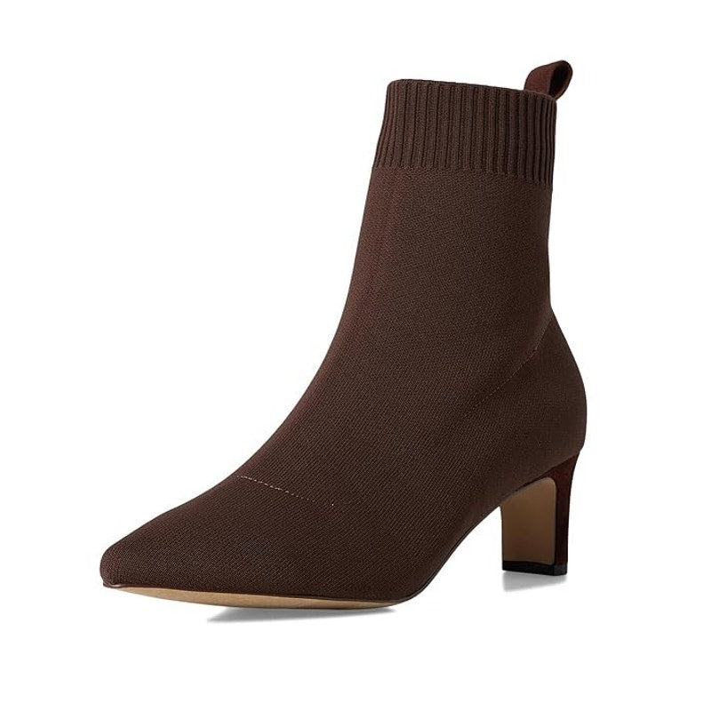 Andre Assous Womens Winter Ankle Boots Size 11 EU 43 Brown Knit NIB