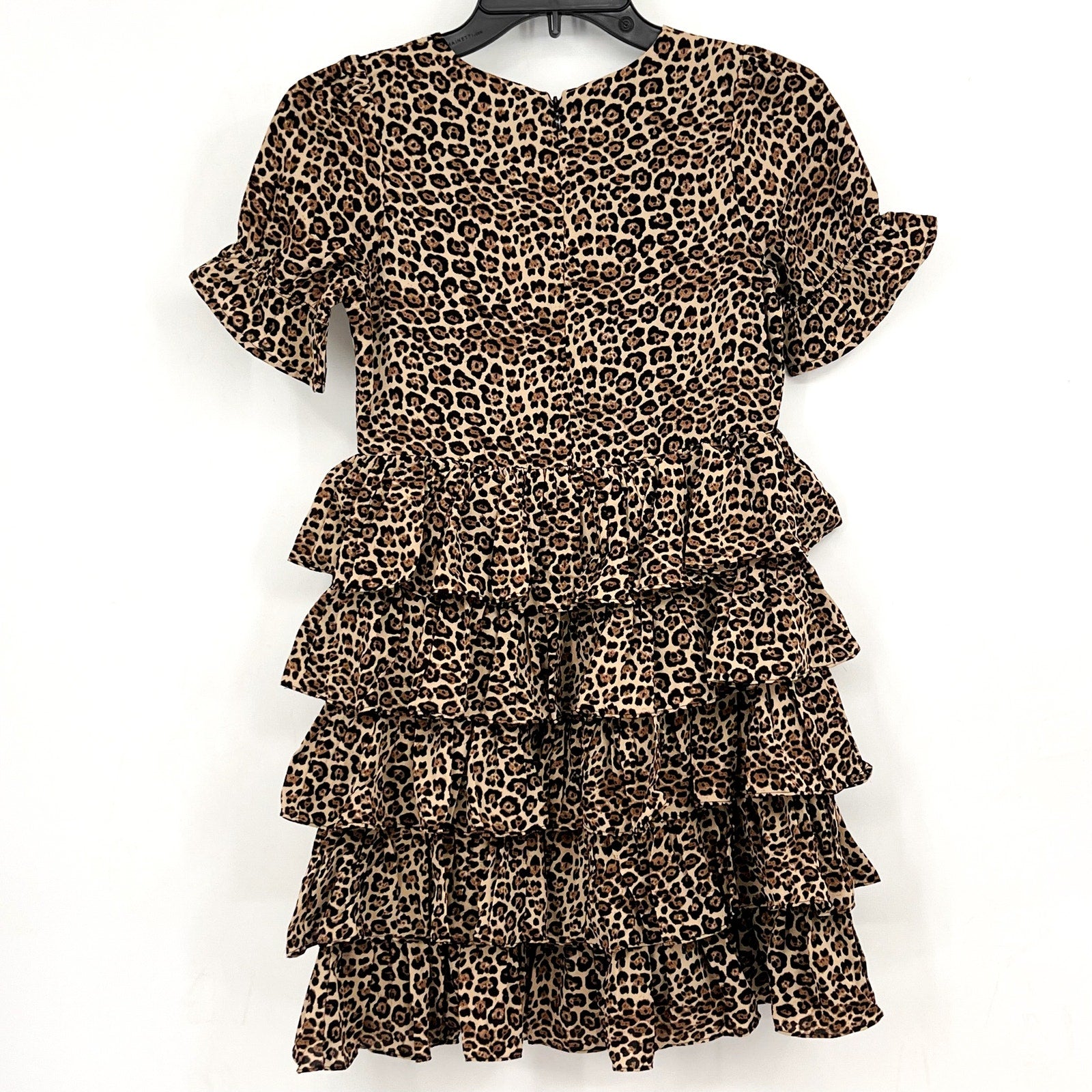 BARDOT Girl's Tia Rara Tiered Dress LARGE Size 16 Leopard Print Ruffle NWT