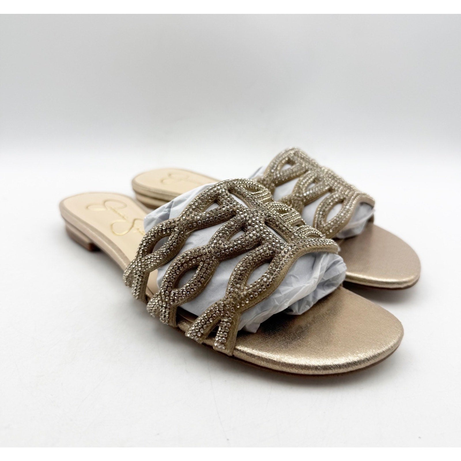 JESSICA SIMPSON Women's Dorothea Sandals Size 7 M Gold Champagne Slip On NIB