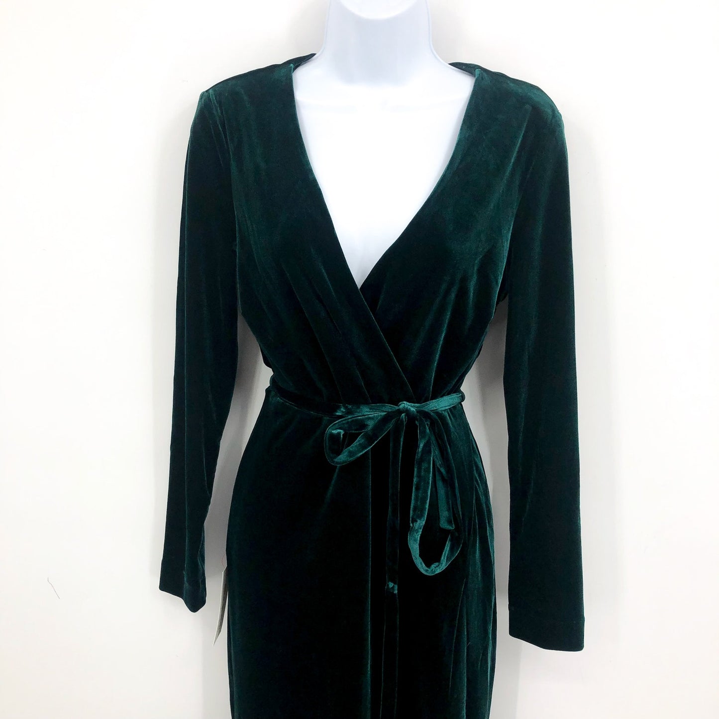 BARDOT Women's Morgan Velvet Wrap Dress US 6 Forest Green Long Sleeve NWT