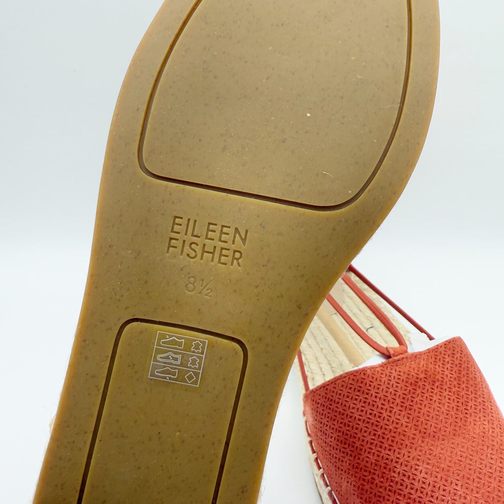 Eileen Fisher Womens Lee Espadrille Flats Size US 8.5 Red Full Grain Leather