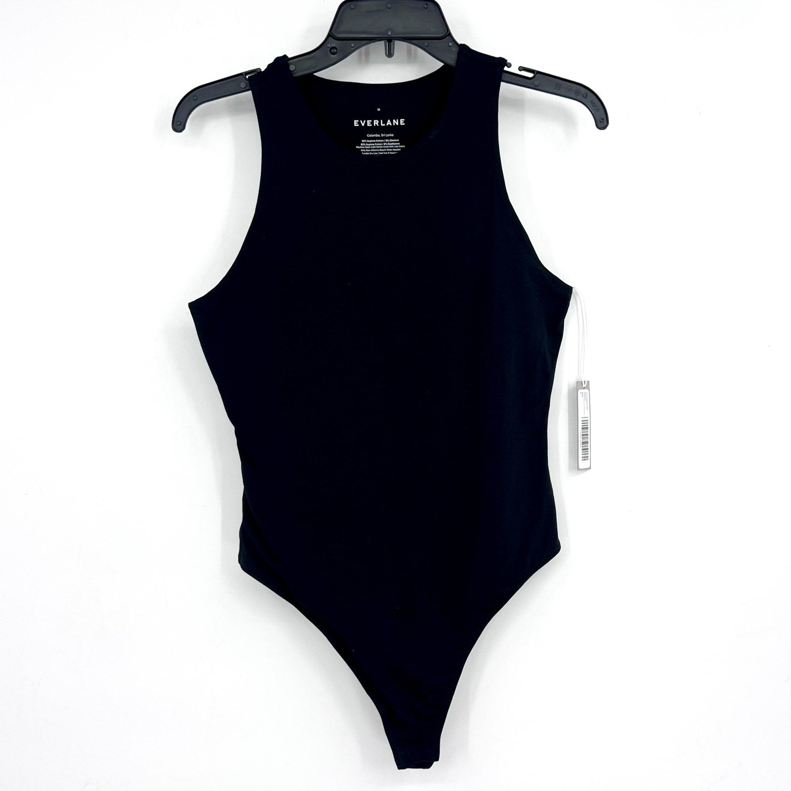 EVERLANE Women's The Cutaway Tank Bodysuit Medium Black Sleeveless NWT