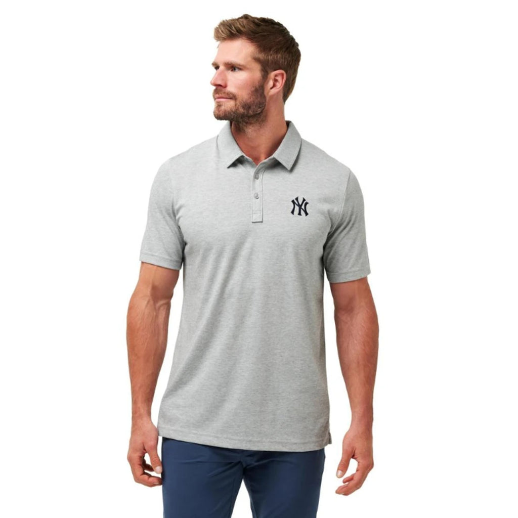 TRAVIS MATHEW Men's New York Yankees The Zinna Polo Shirt Small Heather Grey NWT