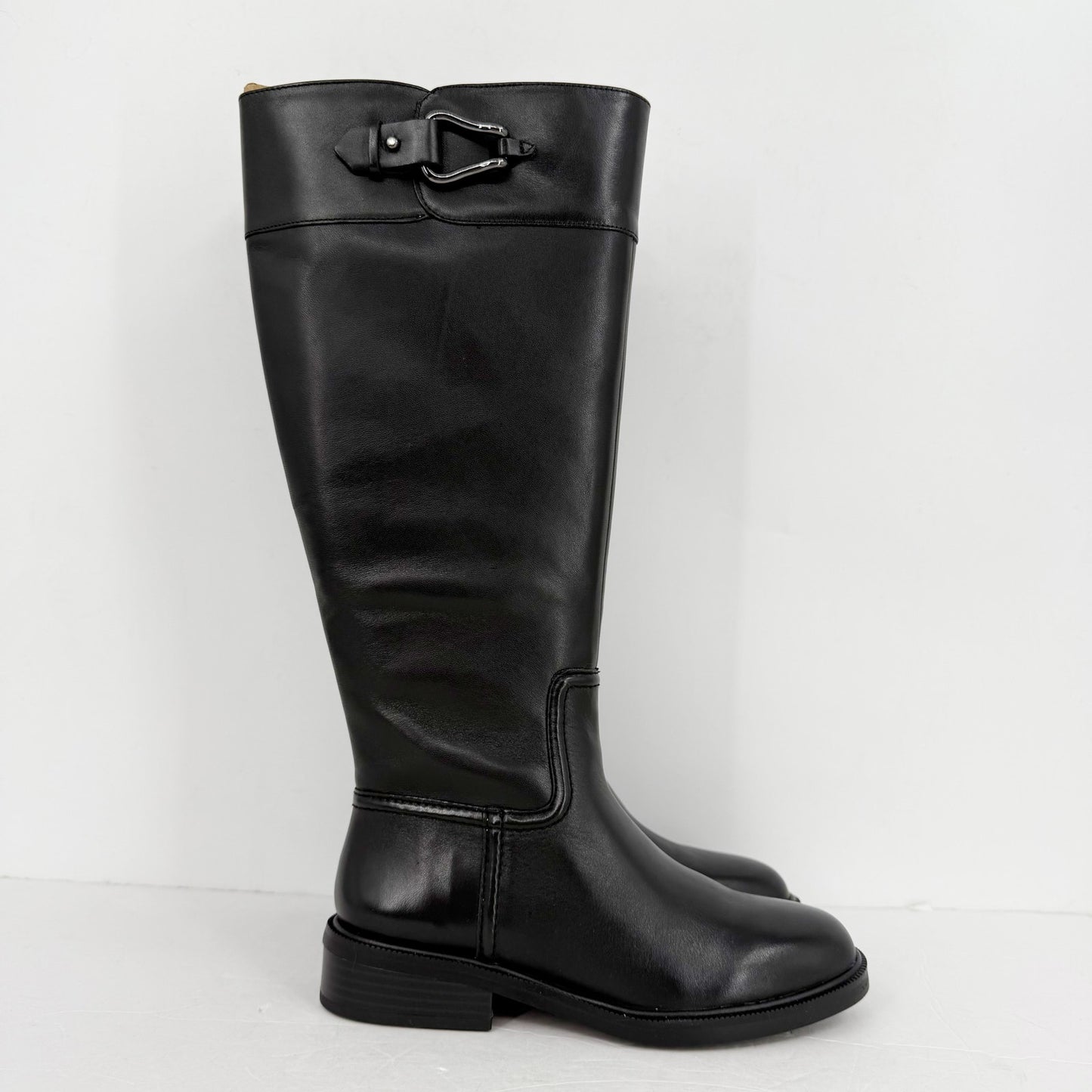 Vince Camuto Womens Andalian Knee High Boots US 6 M Wide Calf Black Leather NIB