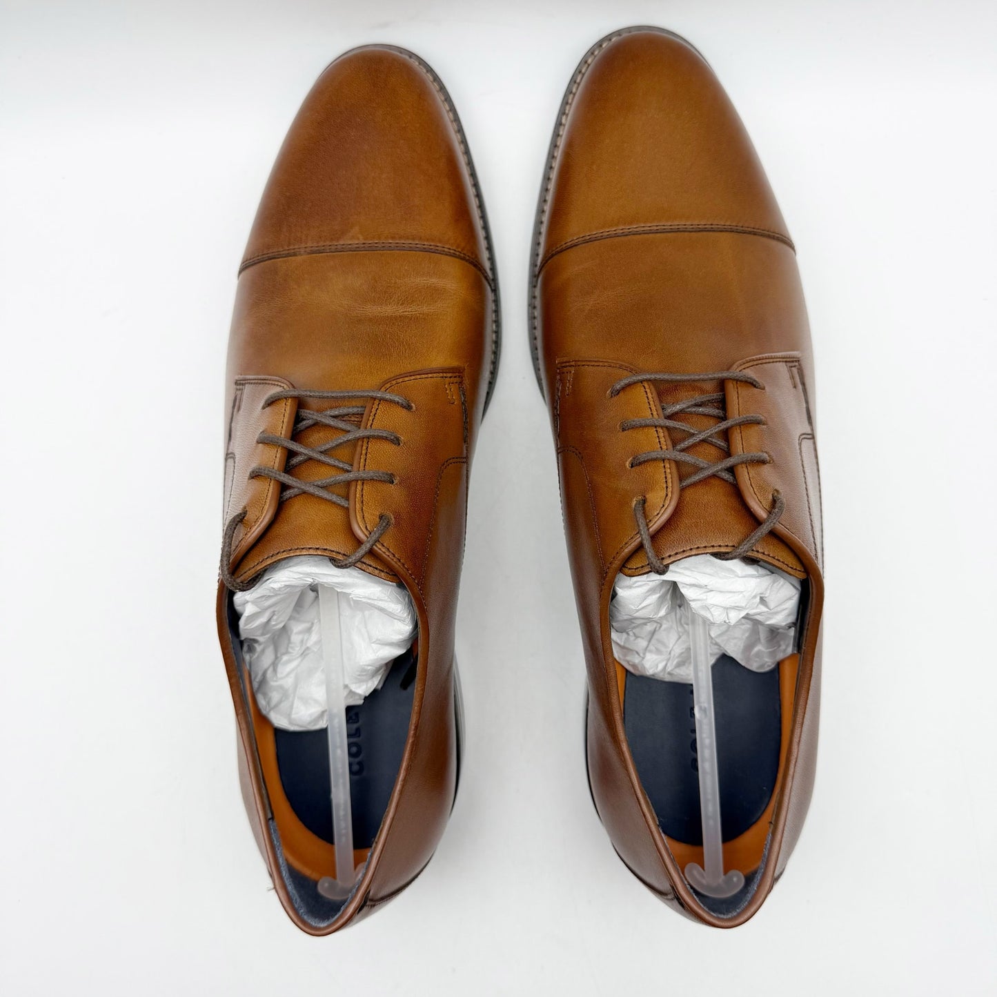 Cole Haan Mens Lenox Hill Cap Oxford Shoes US 10 M Brown Leather Split Toe NIB