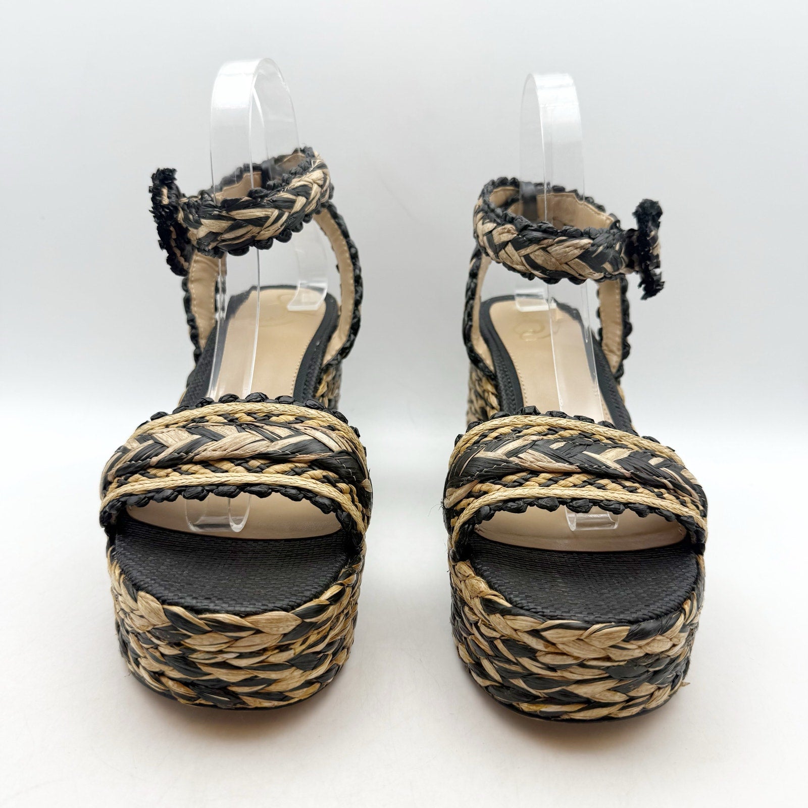 Sam Edelman Womens Iliana Espadrille Heeled Sandals Size 9 Beige Black NWOB