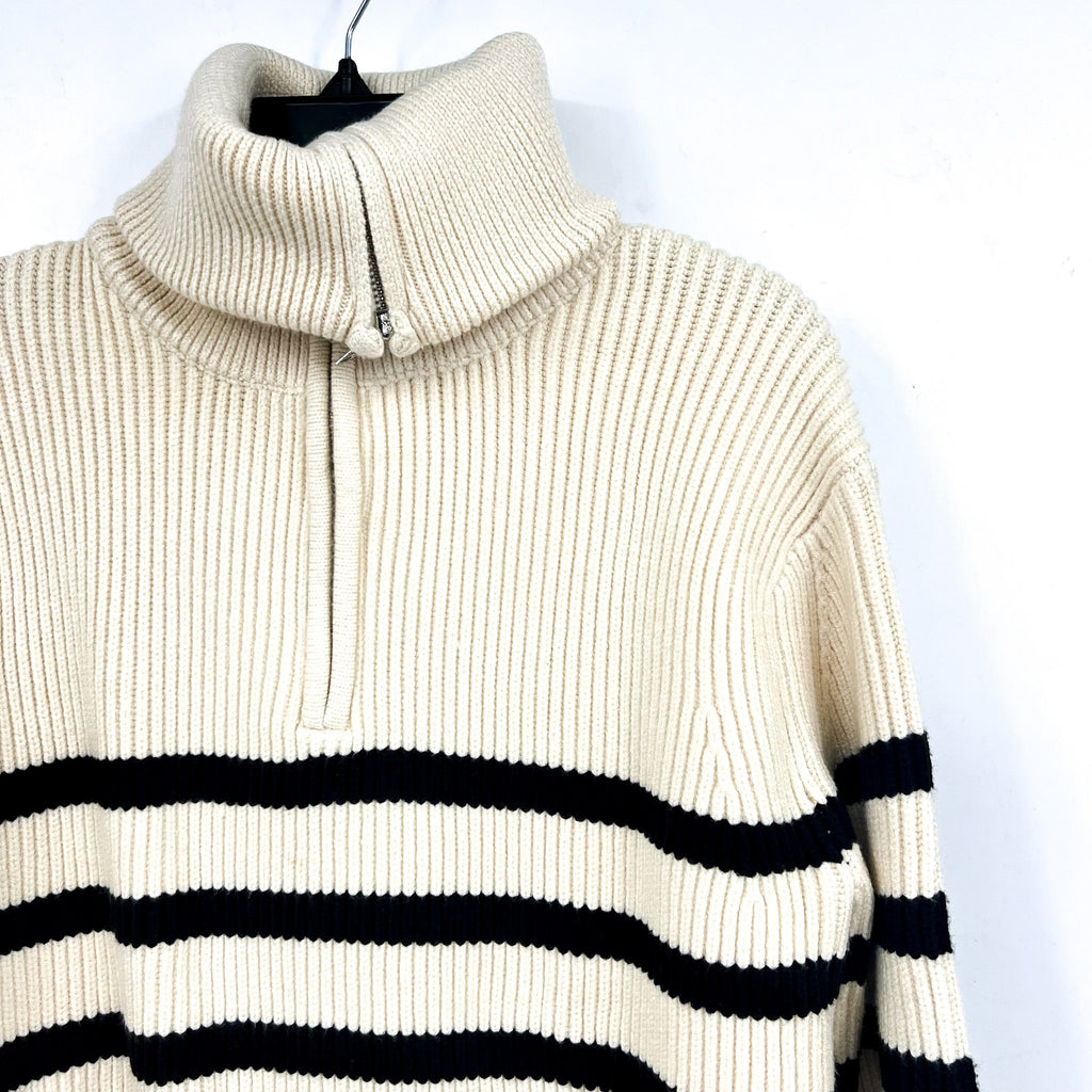 BLANKNYC Womens Turtleneck Striped Sweater XS Cream Black Peak Hour NWT