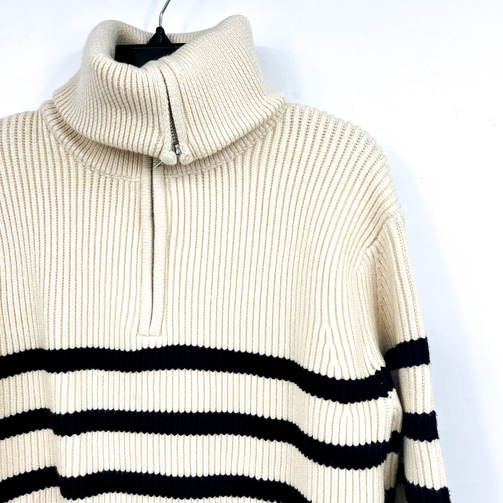 BLANKNYC Womens Turtleneck Striped Sweater XS Cream Black Peak Hour NWT