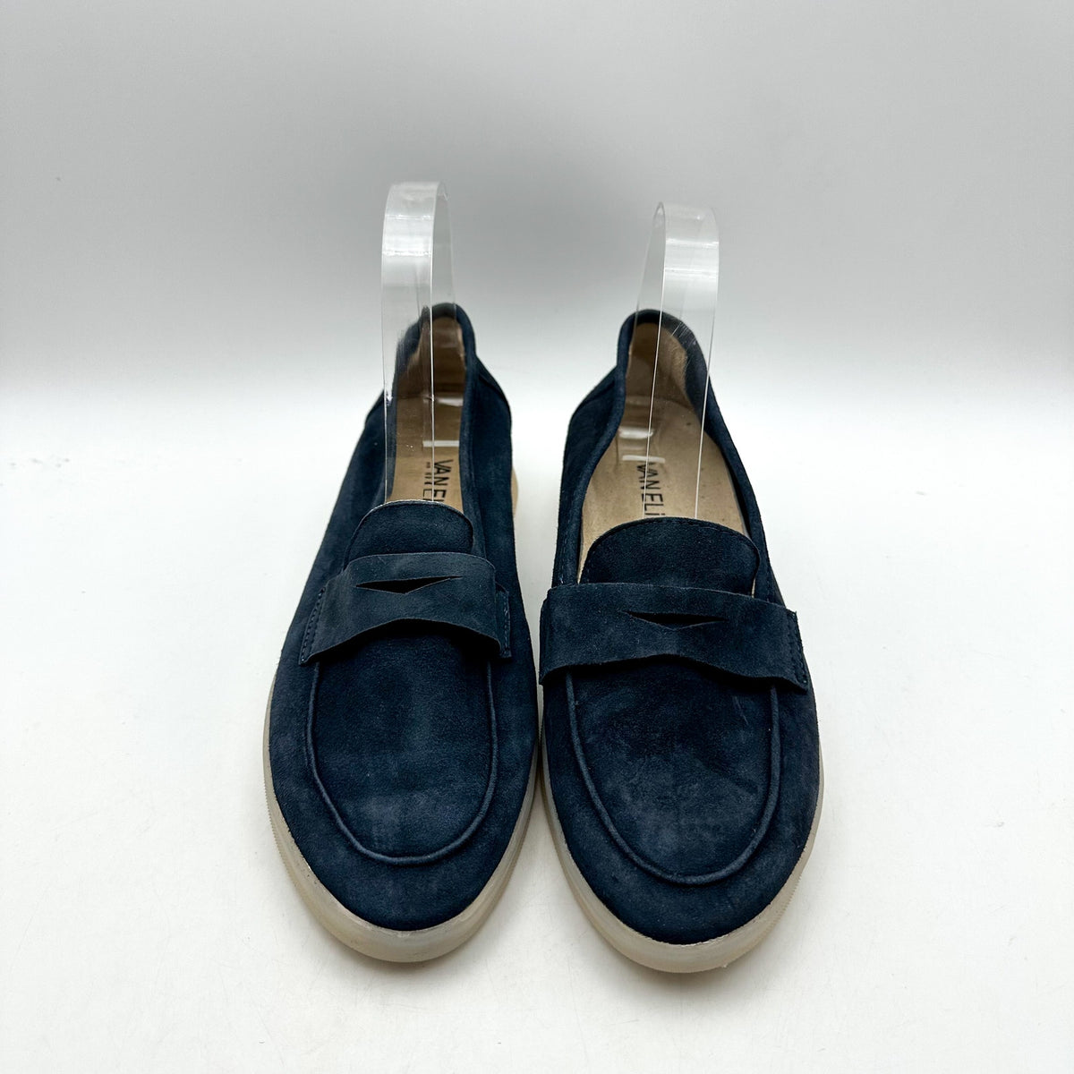 Vaneli Womens Undine Penny Loafers Size 7.5 Navy Blue Suede NWOB