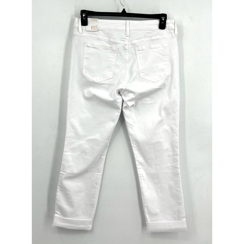 KUT FROM THE KLOTH Womens Catherine Boyfriend Jeans Size 10 Optic White NWT