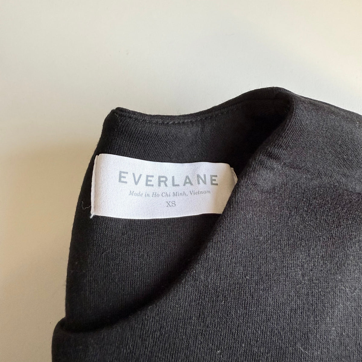 EVERLANE Scuba Tunic Dress XS Black Thick Knit Relaxed Fit 3/4 Sleeve NWOT